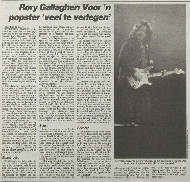 The Paper Rory Interview with Rory, Tegelen Blues Rock Festival, September 1989 ...